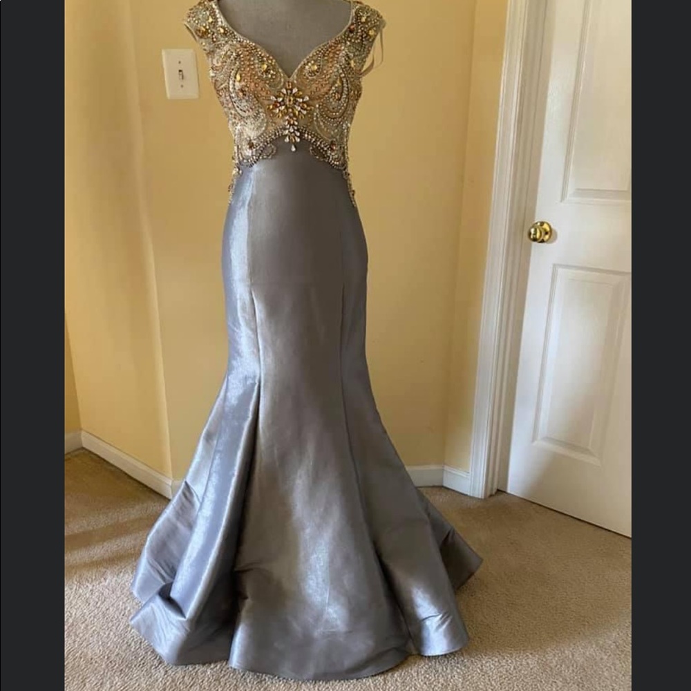 Pageant Silver MacDuggal Gown